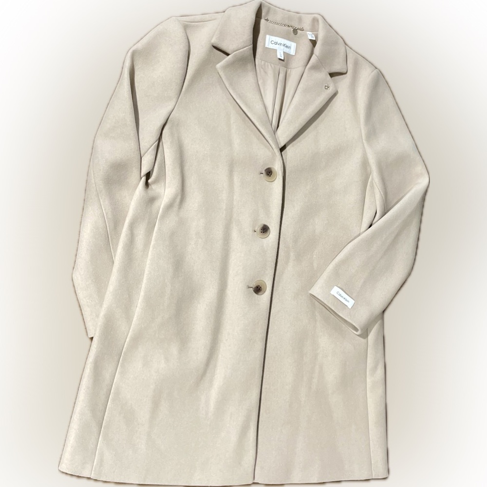 Calvin Klein Women's Beige Faux Wool Coat